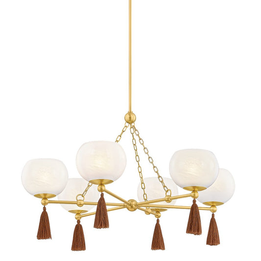 Mitzi Niya 6 Light Chandelier, Aged Brass/Cloud - H1039806-AGB