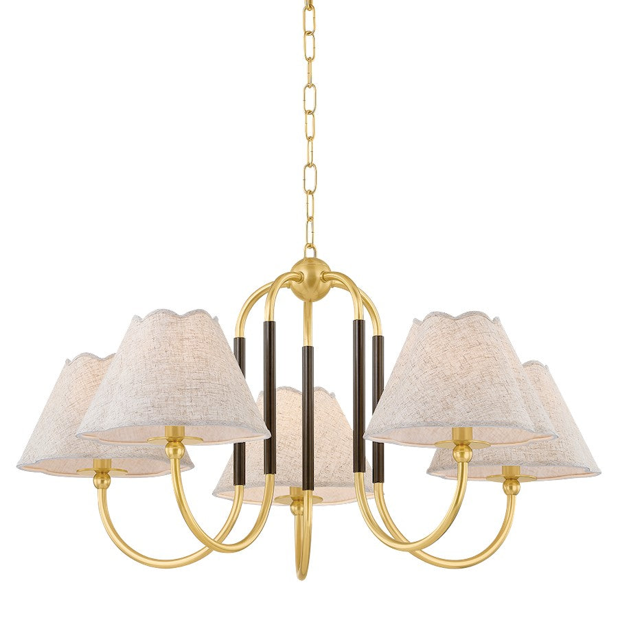 Mitzi Janie 5 Light Chandelier, Brass/Bronze/Natural Linen - H1043805-AGB-TRB