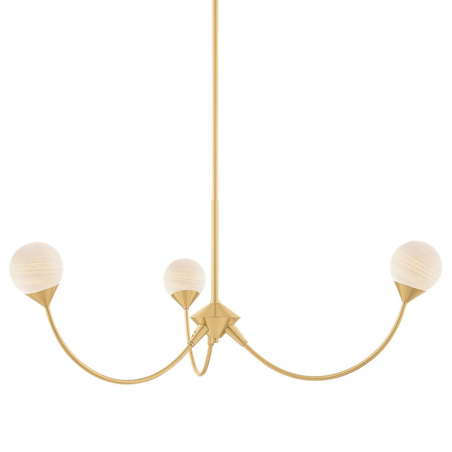 Mitzi Natasha 3 Light Chandelier, Aged Brass/Cloud - H1051803-AGB