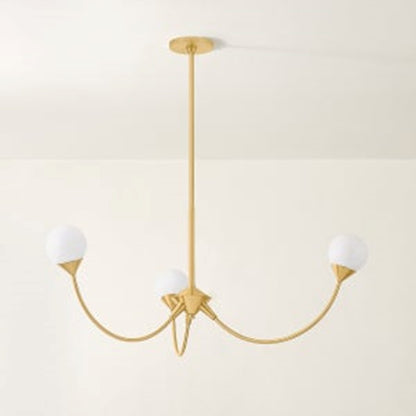 Mitzi Natasha 3 Light Chandelier, Aged Brass/Cloud