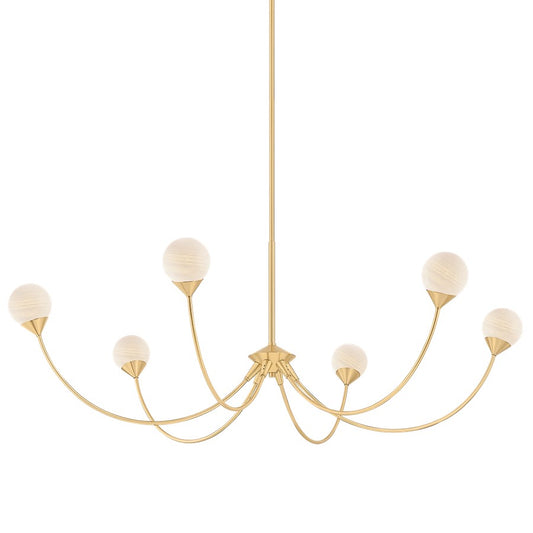 Mitzi Natasha 6 Light Chandelier, Aged Brass/Cloud - H1051806-AGB