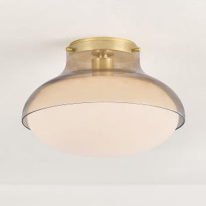 Mitzi Gianna 1 Light Flush Mount, Aged Brass/Topaz