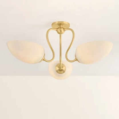 Mitzi Reva 3 Light Semi Flush, Aged Brass/Cloud