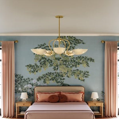 Mitzi Reva 5 Light Chandelier, Aged Brass/Cloud