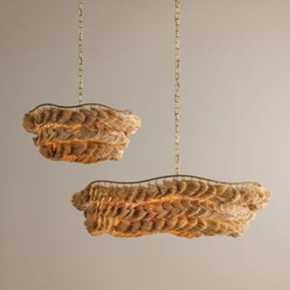 Mitzi Daria 1 Light 32" Chandelier, Aged Brass/Banana Fiber