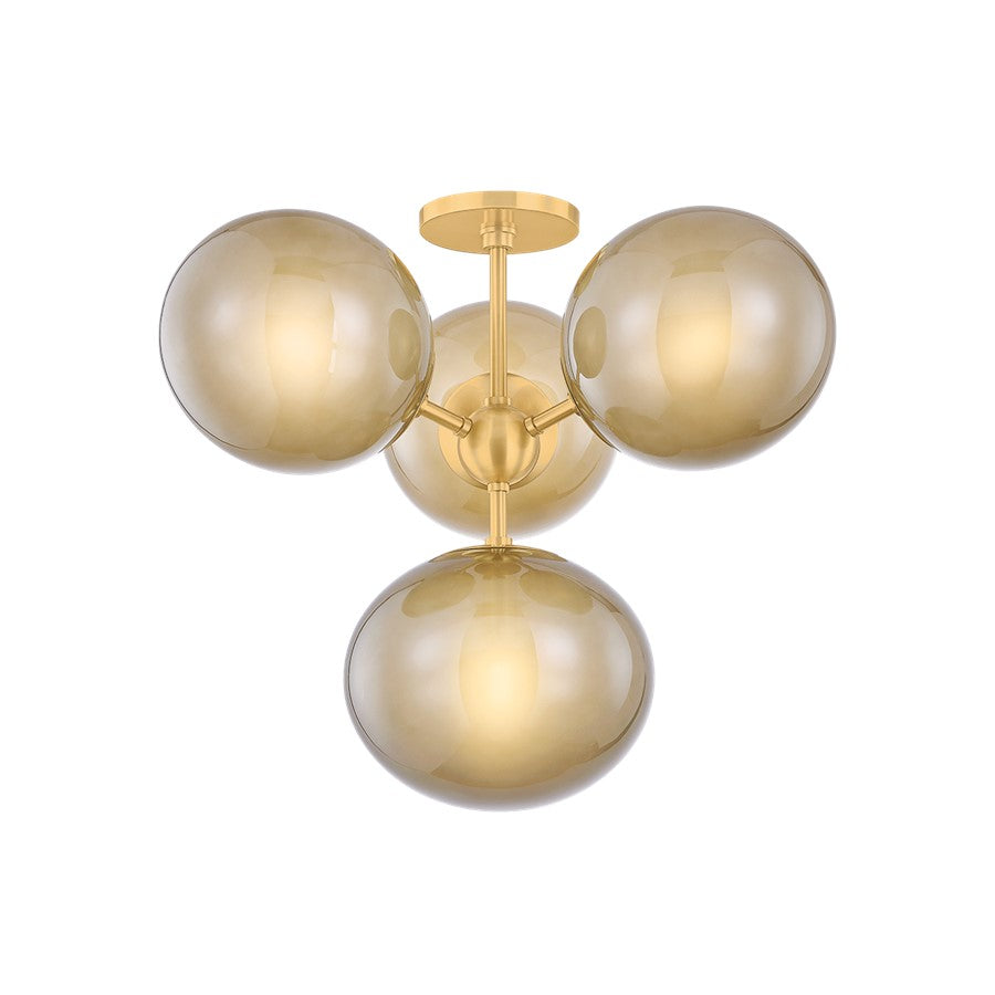 Mitzi ZALEY 4 Light Semi Flush, Aged Brass/Light Bronze - H1073604-AGB