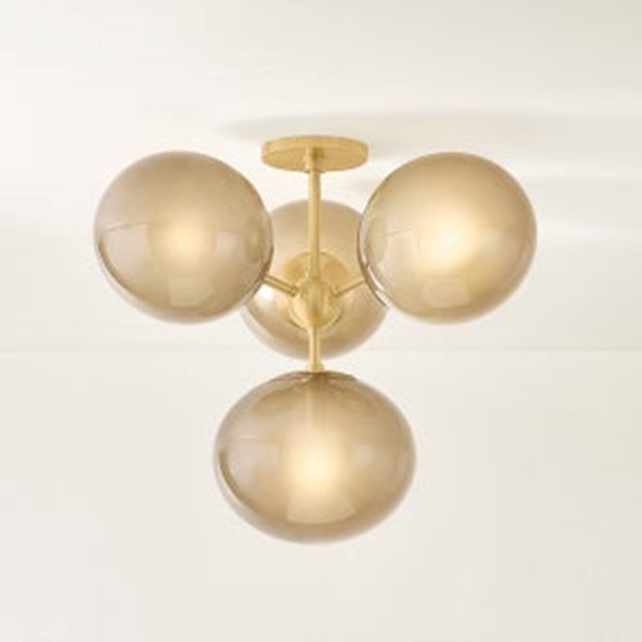 Mitzi Zaley 4 Light Semi Flush, Aged Brass/Light Bronze