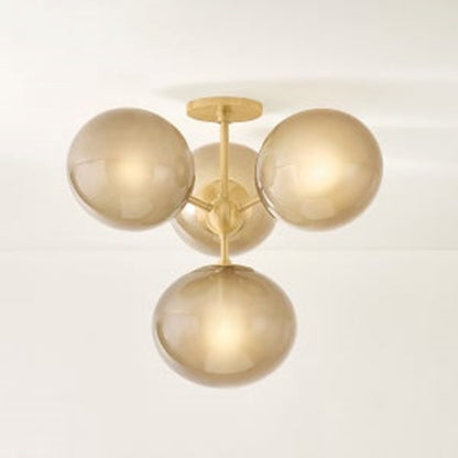 Mitzi Zaley 4 Light Semi Flush, Aged Brass/Light Bronze