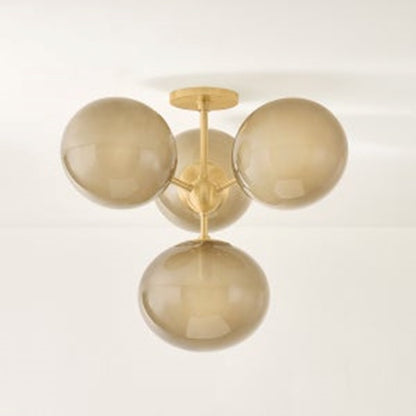 Mitzi Zaley 4 Light Semi Flush, Aged Brass/Light Bronze