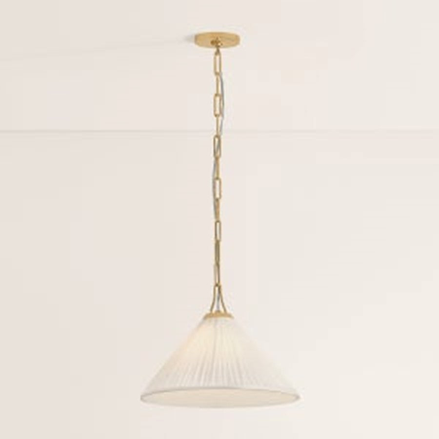 Mitzi Merida 1 Light 16" Pendant, Aged Brass/Faux Silk