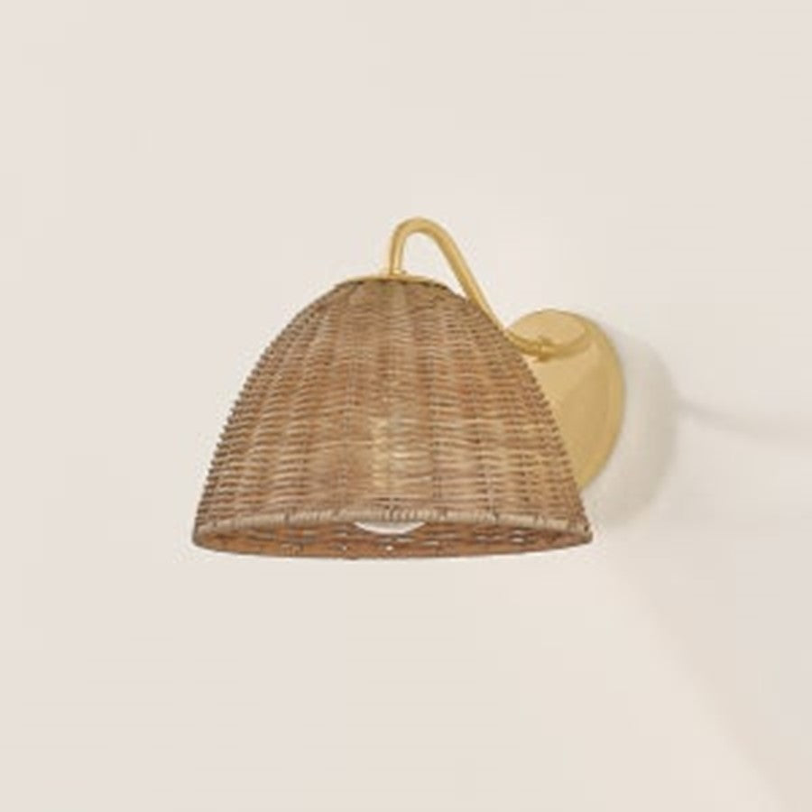 Mitzi Katniss 1Lt Wall Sconce, Brass/Vintage Natural Wicker