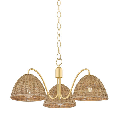 Mitzi KATNISS 3Lt Chandelier, Brass/Vintage Natural Wicker - H1081803-AGB