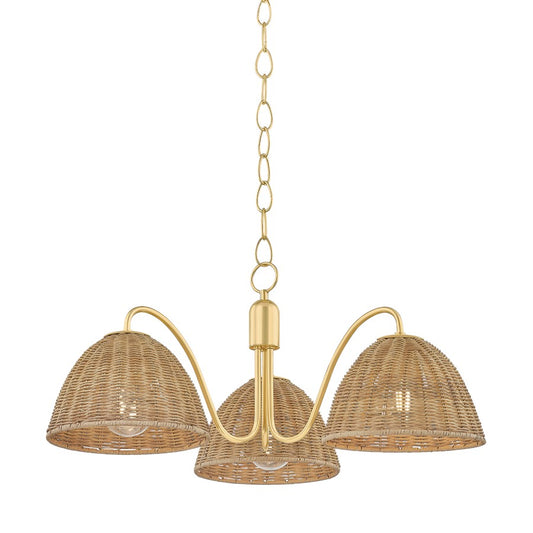 Mitzi KATNISS 3Lt Chandelier, Brass/Vintage Natural Wicker - H1081803-AGB