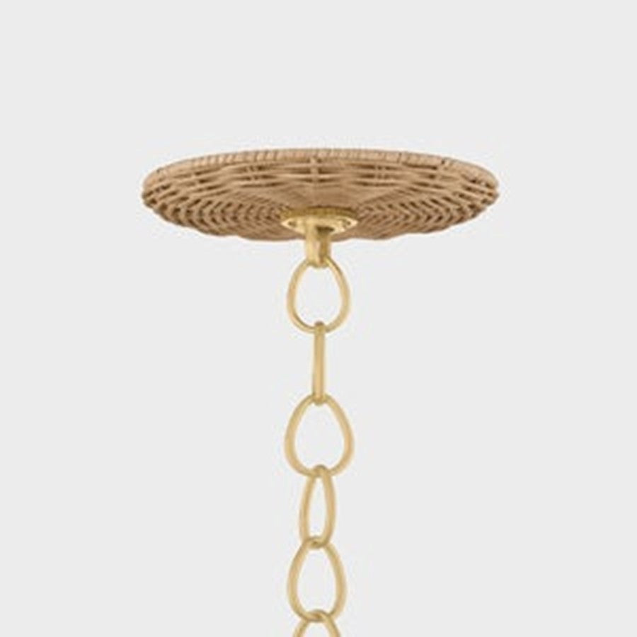Mitzi Katniss 3Lt Chandelier, Brass/Vintage Natural Wicker