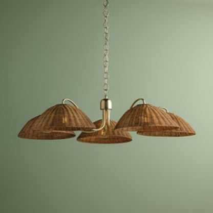 Mitzi Katniss 5Lt Chandelier, Brass/Vintage Natural Wicker
