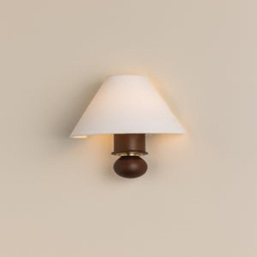 Mitzi Candice 1 Light Wall Sconce, Aged Brass/White Linen