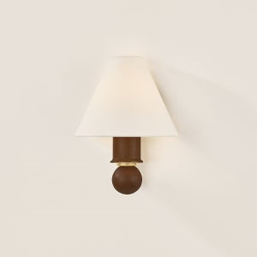 Mitzi Candice 1 Light Wall Sconce, Aged Brass/White Linen