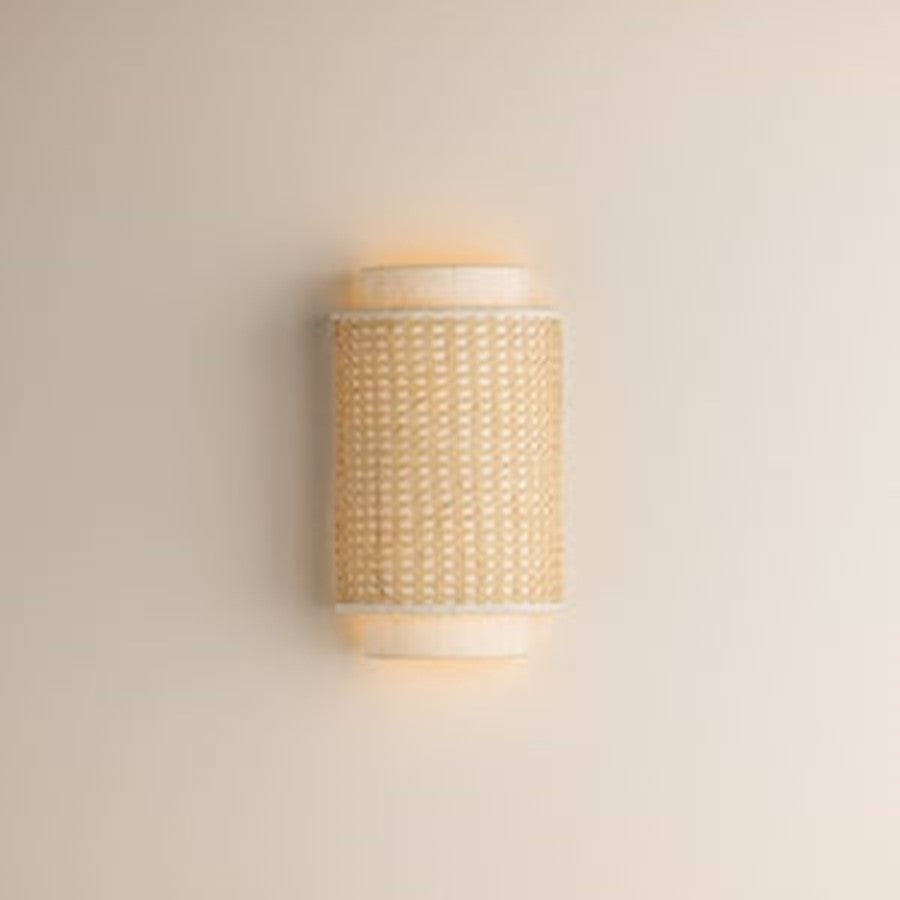 Mitzi TIna 2 Light Wall Sconce, Aged Brass/Raw Silk