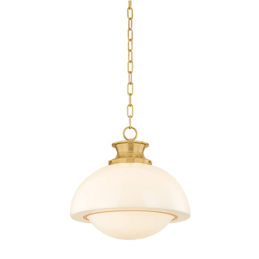 Mitzi Celine 1Lt Pendant, Aged Brass/Opal Glossy/Gold Leaf Trim - H1090701-AGB