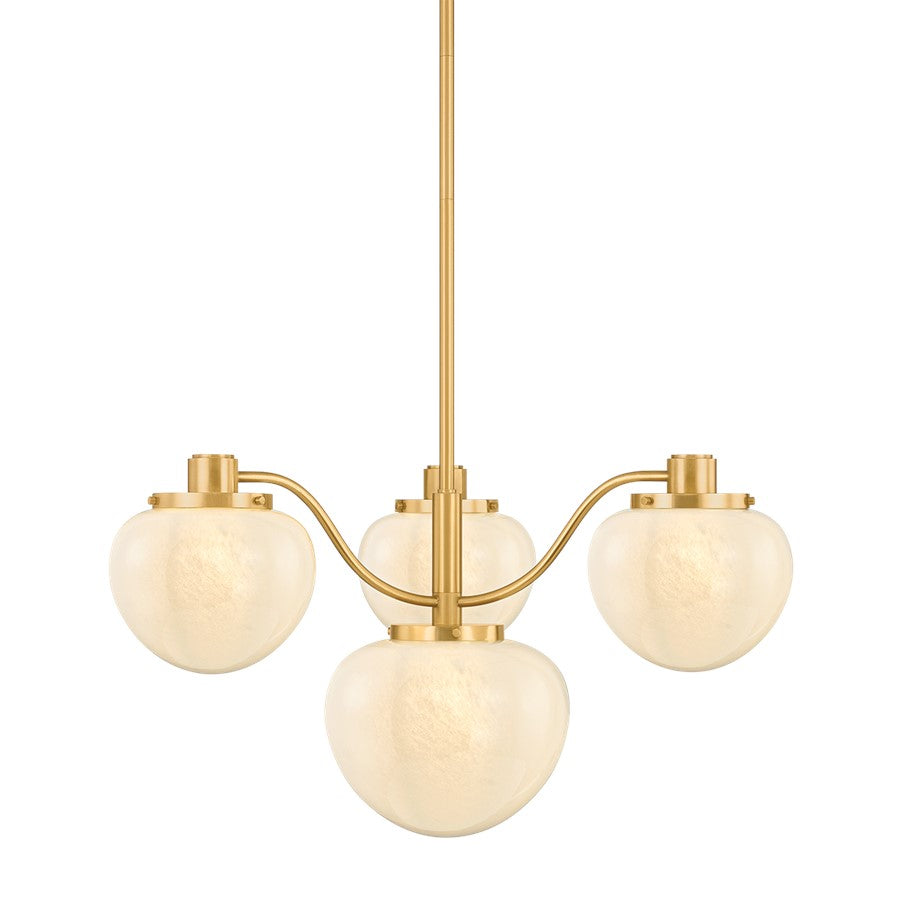 Mitzi Kristen 4 Light Chandelier, Aged Brass/Cloud - H1093804-AGB