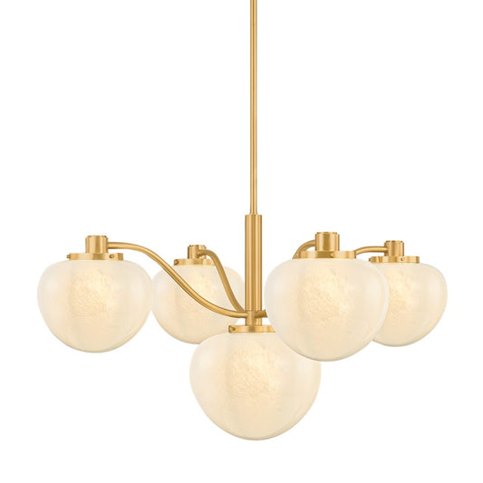Mitzi Kristen 5 Light Chandelier, Aged Brass/Cloud