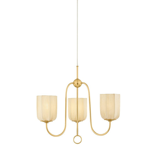 Mitzi Samantha 3 Light Chandelier, Aged Brass/Cotton - H1094803-AGB