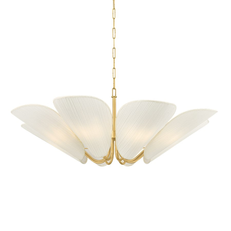 Mitzi Winifred 8 Light Chandelier, Aged Brass/Off White Cotton - H1095808-AGB