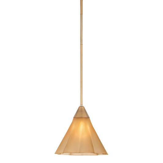 Mitzi Gabrielle 11in 1-Light Pendant | Aged Brass Steel and Matte Champagne Glass | Kitchen Island & Dining Room | Model H1096701S-AGB