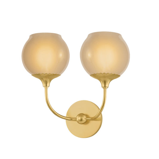 Mitzi Daya 2 Light Wall Sconce, Aged Brass/Etched Champagne - H1098102-AGB