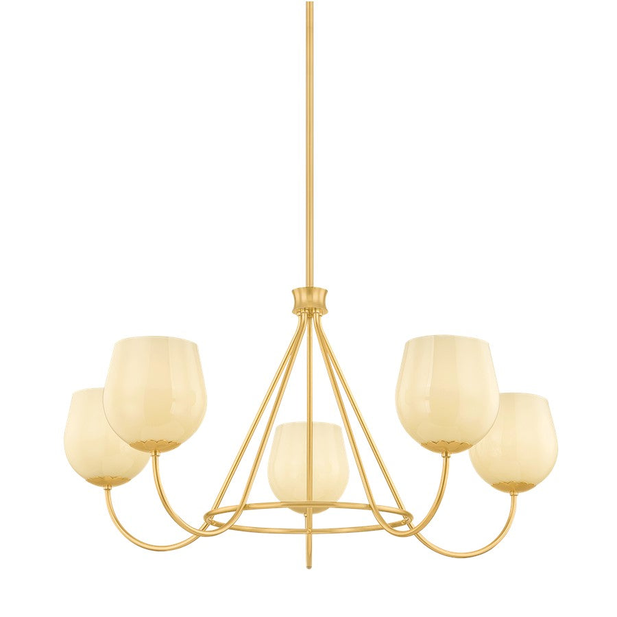 Mitzi Genevieve 1 Light Chandelier, Aged Brass/Cream Opal - H1106805-AGB