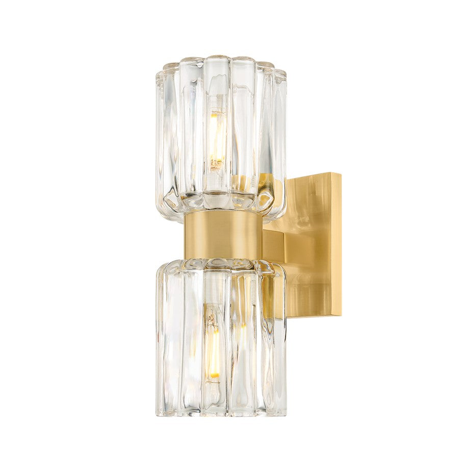 Mitzi Danae 2 Light Bath and Vanity, Aged Brass/Clear Optic