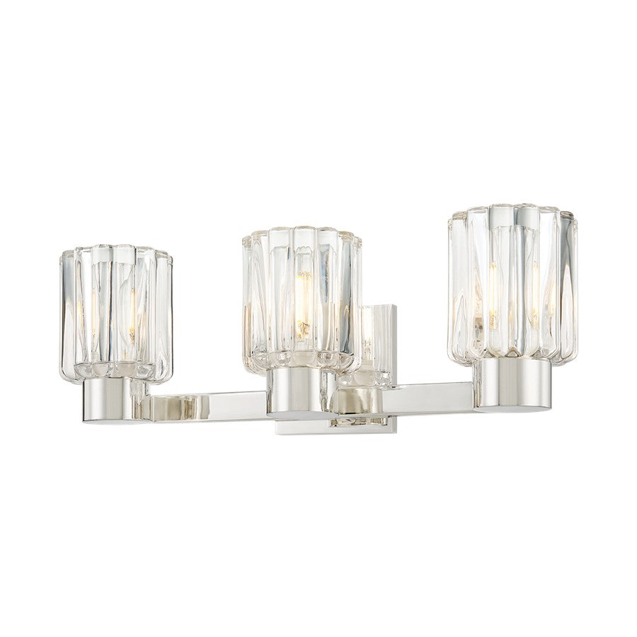 Mitzi Danae 3 Light Bath and Vanity, Polished Nickel/Clear Optic