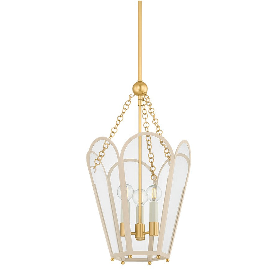 Mitzi Clarisse 3 Light Lantern, Aged Brass/Clear/Bisque - H1132703-AGB-SBQ