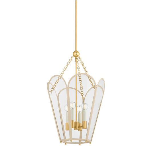 Mitzi Clarisse 4 Light Lantern, Aged Brass/Clear/Bisque - H1132704-AGB-SBQ