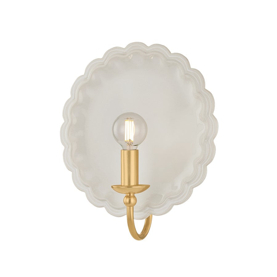 Mitzi Paulette 1Lt Wall Sconce, Brass/Ceramic Gossamer Ivory - H1140101-AGB-CSI