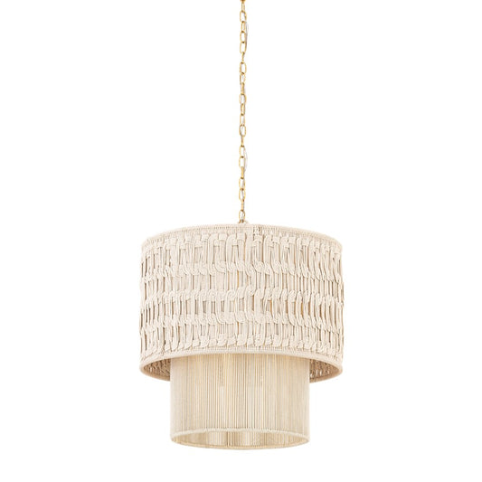 Mitzi Lisbeta 1 Light Chandelier, Aged Brass/White Cotton String - H1143801-AGB