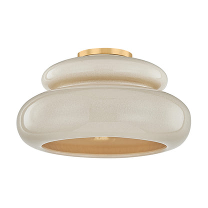 Mitzi Pia 1 Light Semi Flush, Aged Brass/Butter Crackle - H1145501-AGB/CBR