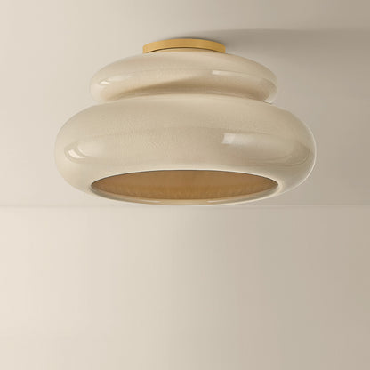 Mitzi Pia 1 Light Semi Flush, Aged Brass/Butter Crackle - H1145501-AGB/CBR
