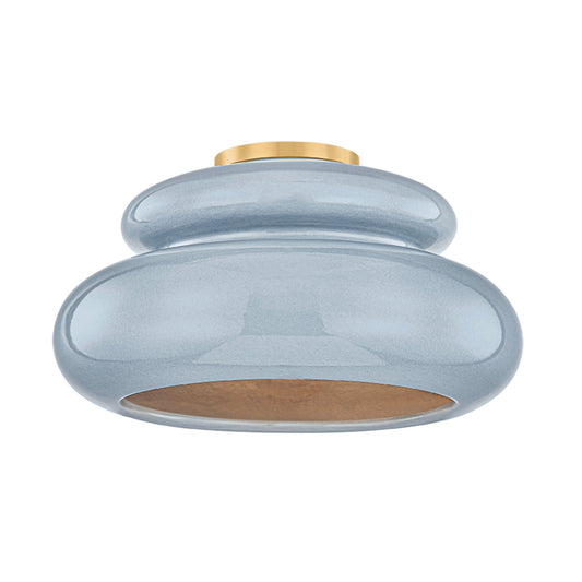 Mitzi Pia 1 Light Semi Flush, Aged Brass/Chateau Crackle