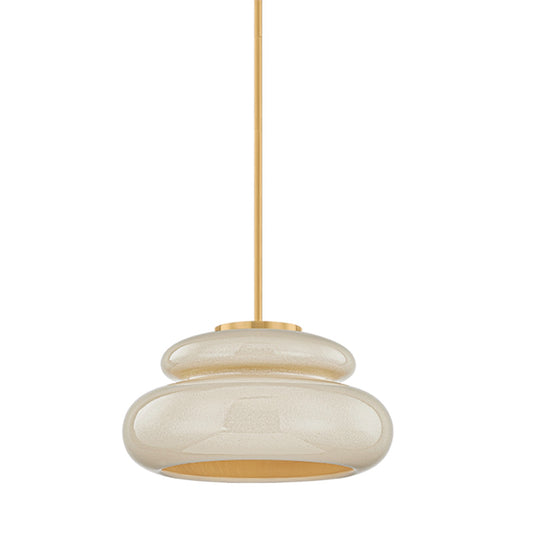 Mitzi Pia 1 Light Pendant, Aged Brass/Butter Crackle