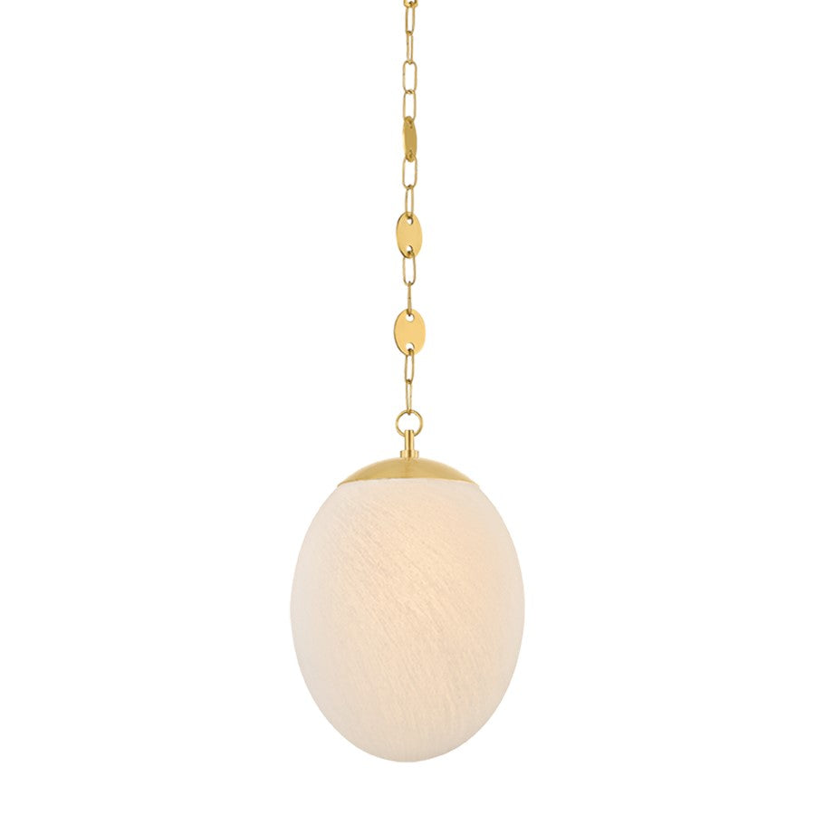 Mitzi Nell 1 Light 12" Pendant, Aged Brass/Matte Cloud - H1146701L-AGB
