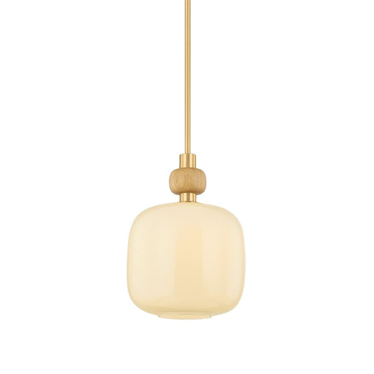 Mitzi Elise 1 Light Pendant, Aged Brass/Opal Glossy - H1149701S-AGB