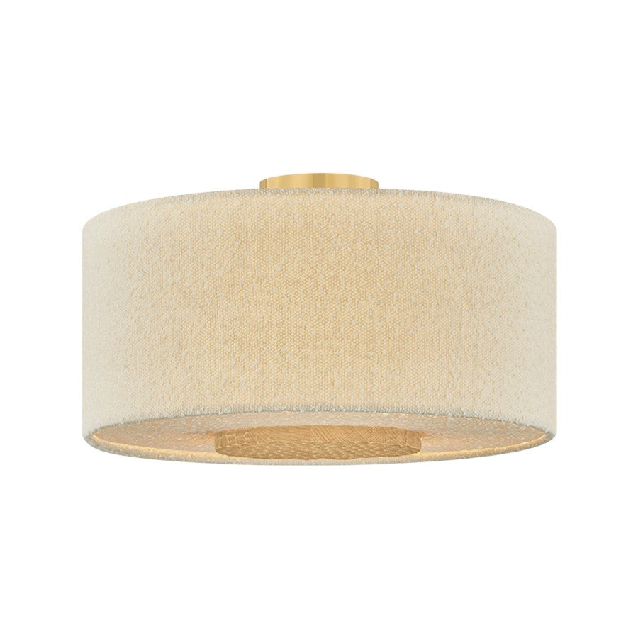 Mitzi Miller 3 Light Flush Mount, Aged Brass/Textured Linen - H1153503-AGB