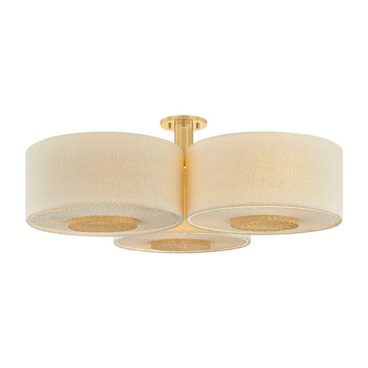 Mitzi Miller 9 Light Flush Mount, Aged Brass/Textured Linen - H1153609-AGB