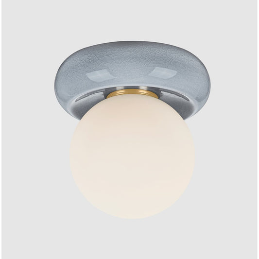 Mitzi Tyra 1Lt Flush Mount, Brass/Opal/Ceramic Frost Crackle