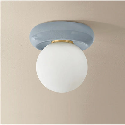 Mitzi Tyra 1Lt Flush Mount, Brass/Opal/Ceramic Frost Crackle