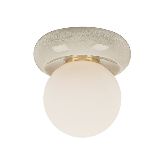 Mitzi Tyra 1Lt Flush Mount, Brass/Opal/Ceramic Ivory Crackle - H1160501-AGB-CIC