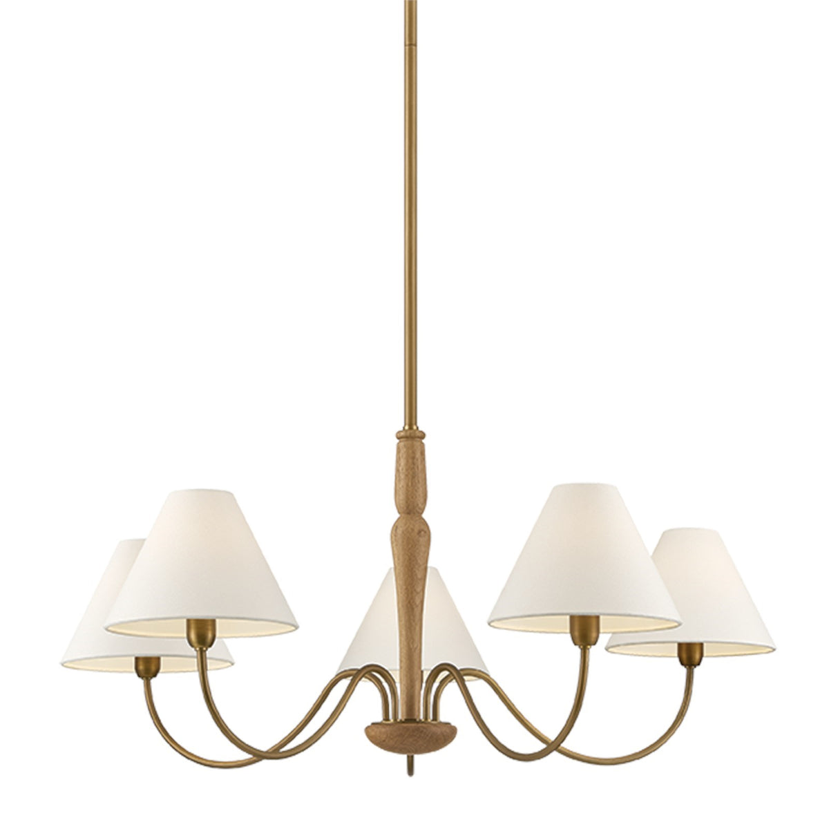 Mitzi Bennie 36in 5-Light Chandelier | Transitional Patina Brass and White Linen | Dining Room & Bedroom | 36 x 16.25 in | Model H1163805-PBR