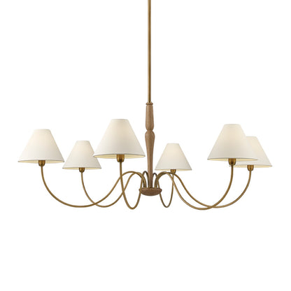 Mitzi Bennie 48in 6-Light Chandelier | Traditional Shaker Patina Brass and White Linen | Dining Room & Foyer | 48 x 20 in | Model H1163806-PBR