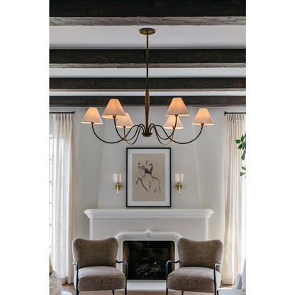 Mitzi Bennie 48in 6-Light Chandelier | Traditional Shaker Patina Brass and White Linen | Dining Room & Foyer | 48 x 20 in | Model H1163806-PBR